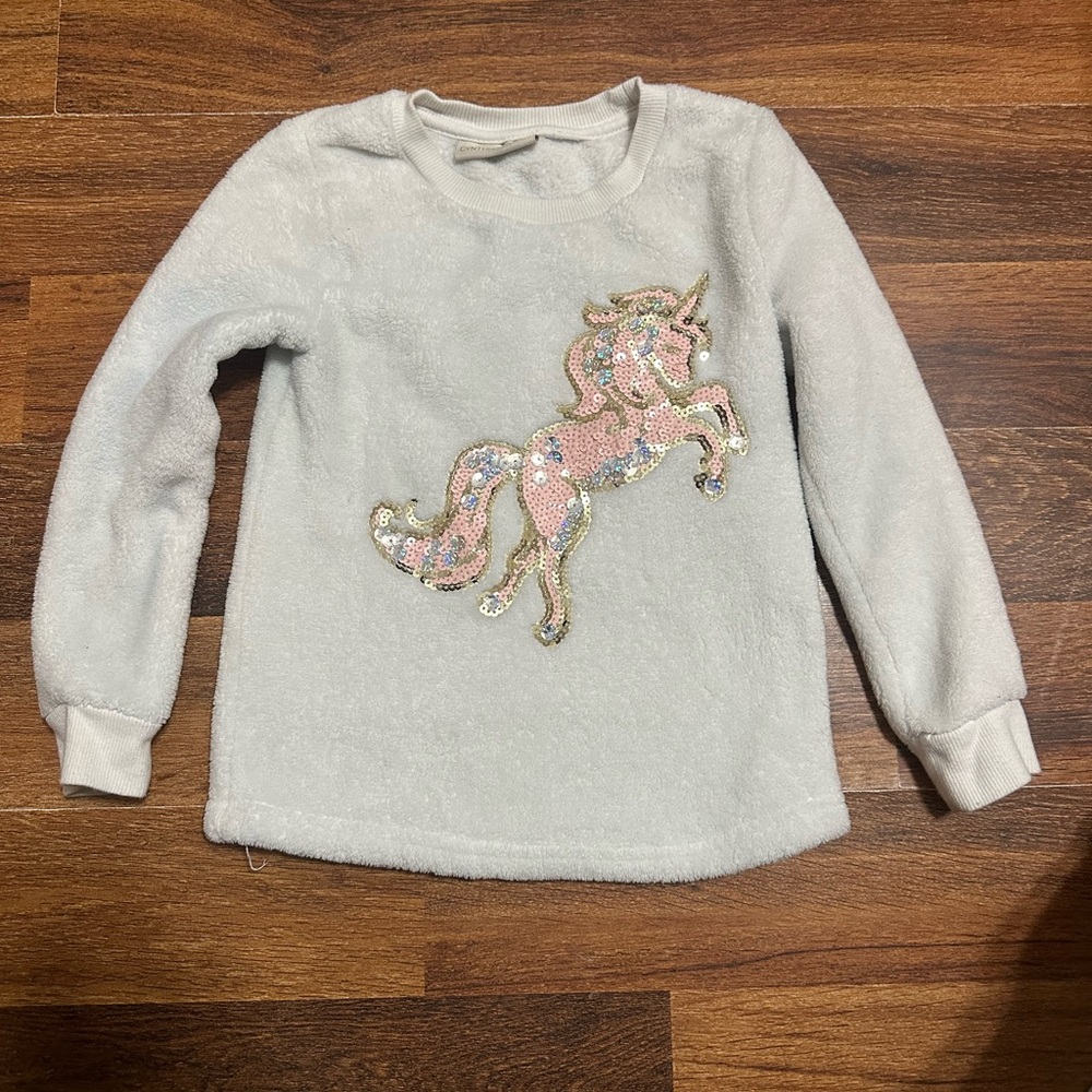 Cynthia Rowley Kids Sequin Unicorn Sweatshirt - White & Pink